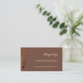 Koffie Bruin en Goud Blad Bruiloft QR Registry Informatiekaartje (Staand voorkant)