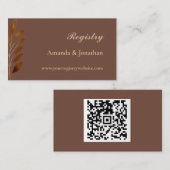 Koffie Bruin en Goud Blad Bruiloft QR Registry Informatiekaartje (Voorkant / Achterkant)