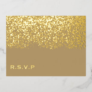 Koffie Bruin en Goud Folie Huwelijks RSVP Feestdagen Briefkaart