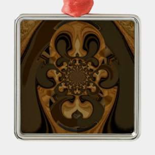 Koffie Bruin Vloeistof Kaleidoscoop Art Print Metalen Ornament