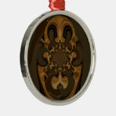 Koffie Bruin Vloeistof Kaleidoscoop Art Print Metalen Ornament (Rechts)