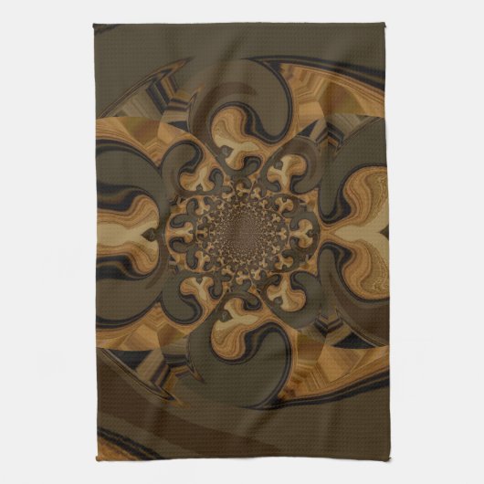 Koffie Bruin Vloeistof Kaleidoscoop Art Print Theedoek (Verticaal)