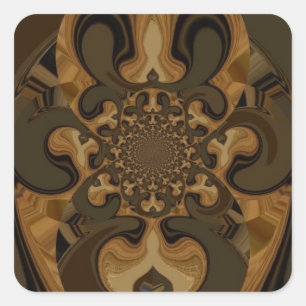 Koffie Bruin Vloeistof Kaleidoscoop Art Print Vierkante Sticker