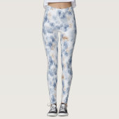 Koffie Bruine Nep Denim Blauwe Abstracte Leggings (Voorkant)