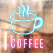 Koffie Business Neon Raamsticker (Vel 2)