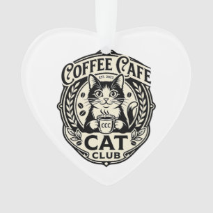 Koffie Cafe Kat Grappige Kat Grafisch - Koffie Caf Ornament
