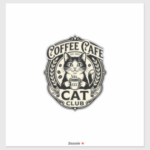 Koffie Cafe Kat Grappige Kat Grafisch - Koffie Caf Sticker