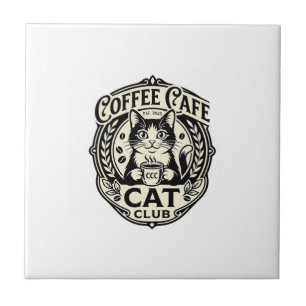 Koffie Cafe Kat Grappige Kat Grafisch - Koffie Caf Tegeltje
