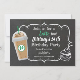 Koffie Cafe Latte Birthday Party Invitation Kaart