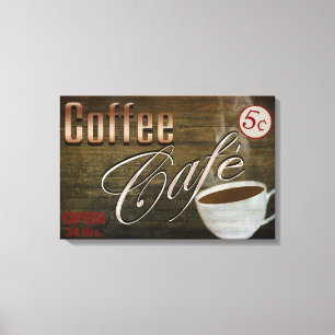 KOFFIE CAFE' SIGN - 24 X 16 WRAP-ROND CANVAS AFDRUK