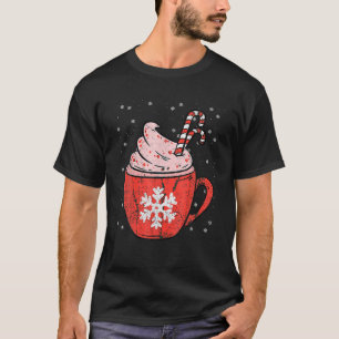 Koffie Candy Cane Kerstmis Pyjama X mas Sneeuwvlok T-shirt