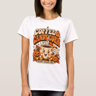 Koffie & Candy Corn Schattig Halloween T-shirt