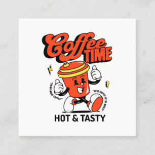Koffie Cartoon Retro Vierkante Visitekaartje
