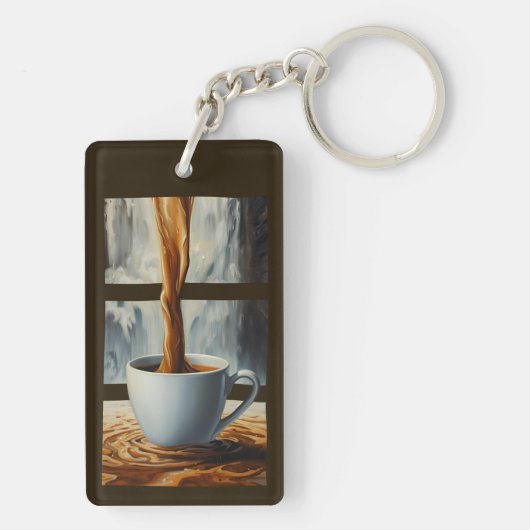 Koffie Cascade Art met Surreal Waterfall Flow Sleutelhanger (achterkant)