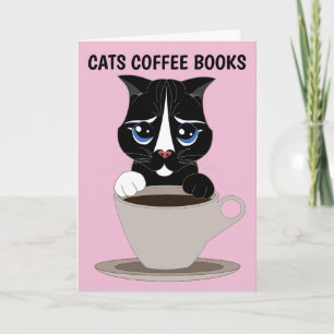 KOFFIE CAT ART WENSKAART, ALLE OCCASION BLANK KAART