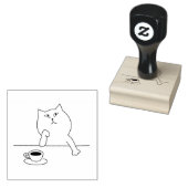 KOFFIE CAT CUTE RUBBER STAMP 	RUBBERSTEMPEL (Gestempeld)