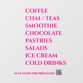 Koffie Chai Thee Salades Bakkerij Menu - heet ro Raamsticker