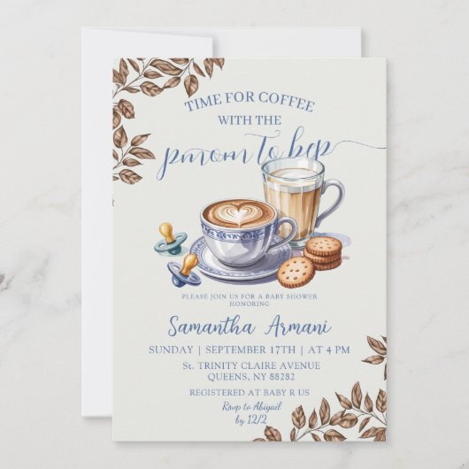 Koffie Chinoiserie met Baby shower Coffee Party Kaart (Voorkant)