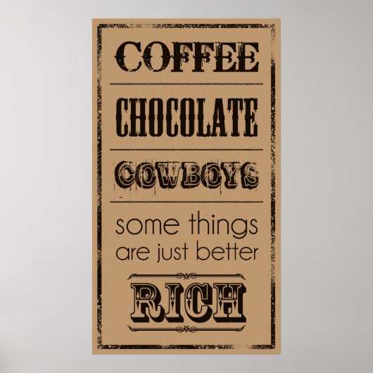 Koffie, chocolade, cowboys... poster (Voorkant)