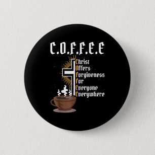 Koffie Christus Biedt Vergeving Voor Iedereen Iede Ronde Button 5,7 Cm