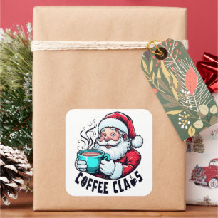 Koffie Claus Sinterklaas Heet Teal Mok Vierkante Sticker