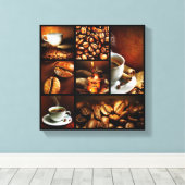 Koffie Collage 2 Canvas Afdruk (Insitu (Houten vloer))