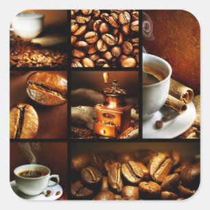 Koffie Collage 2 Vierkante Sticker