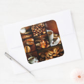 Koffie Collage 2 Vierkante Sticker (Envelop)