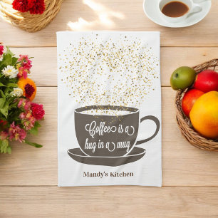 Koffie Cup Bruin Glitter Hart Keuken Handdoek
