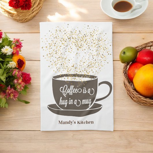Koffie Cup Bruin Glitter Hart Keuken Handdoek