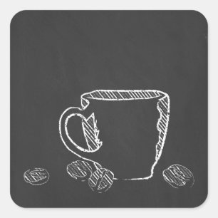KOFFIE CUP CHALK VIERKANTE STICKER