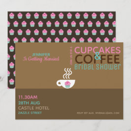 KOFFIE CUPCAKT Bridal Shower Invitation Pink Choc Kaart