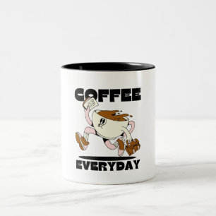 Koffie dagelijks Bruin Retro Illustratief Tweekleurige Koffiemok