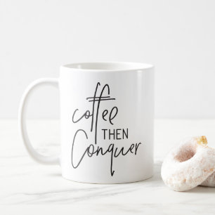 KOFFIE DAN VEROVEREN moderne hand geletterd zwart Koffiemok