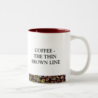 KOFFIE DE THIN BROWN LIJN TWEEKLEURIGE KOFFIEMOK