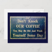 Koffie  donkerblauw briefkaart (Voorkant / Achterkant)