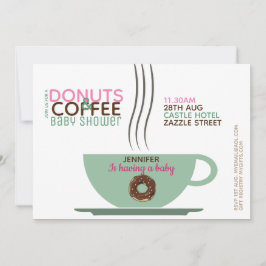 KOFFIE DONUTS Baby shower Invitation Pink Turq Kaart