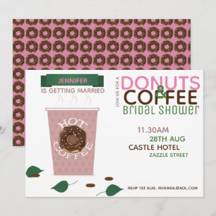 KOFFIE DONUTS Bridal Shower Invitation roze Green Kaart