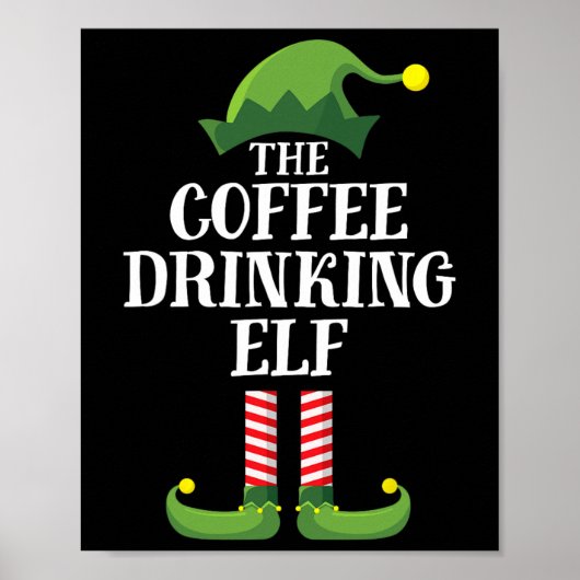 Koffie Drink Elf Matching Family Group Christma Poster (Voorkant)