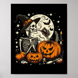 Koffie Drink Skelet Pompoen Halloween Kostuum Poster