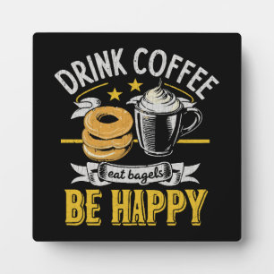 Koffie drinken Bagels eten Wees gelukkig Fotoplaat