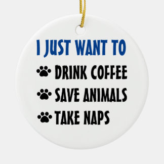 Koffie Drinken, dieren redden, kranen maken Keramisch Ornament