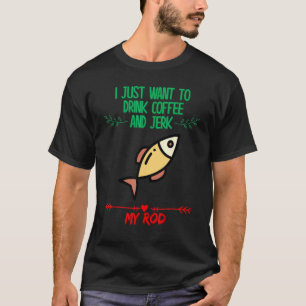 Koffie drinken en vissen met de hengel Schattig T-shirt