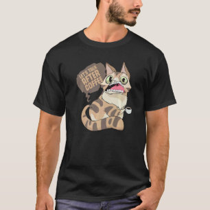 Koffie drinkende luie onwetende kat t-shirt
