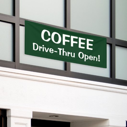 KOFFIE Drive-Thru Open! Banner (Buitenkant Gebouw)