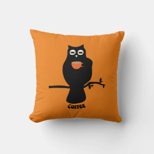 Koffie Droopy Eyed Owl Kussen