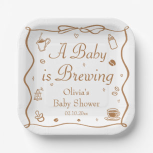 Koffie Een Baby Brouwt Baby Shower Papieren Bordje
