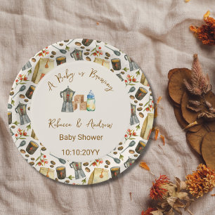 Koffie Een Baby Brouwt Baby Shower Papieren Bordje