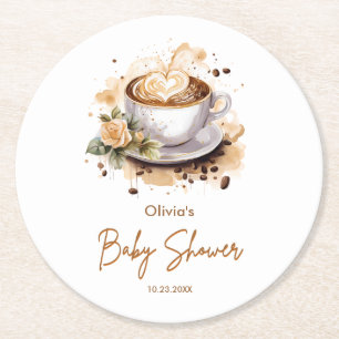 Koffie Een Baby Brouwt Baby Shower Ronde Kartonnen Onderzetter