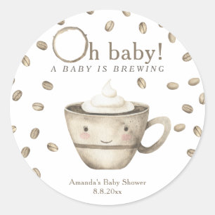Koffie Een baby is aan het brouwen Baby shower  Ronde Sticker